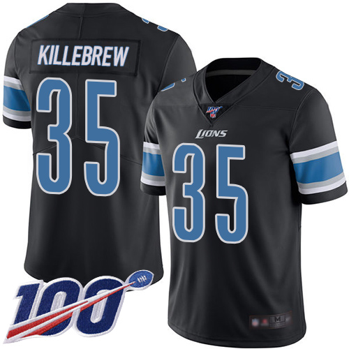 Detroit Lions Limited Black Men Miles Killebrew Jersey NFL Football #35 100th Season Rush Vapor Untouchable